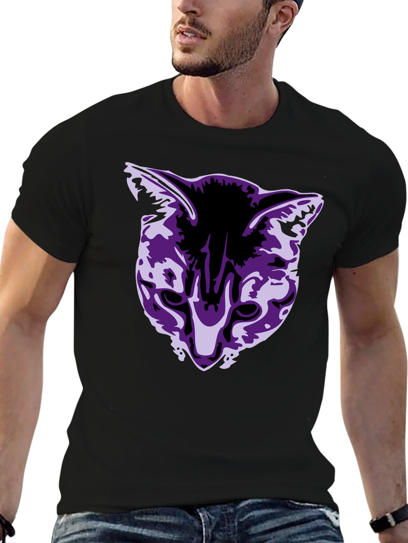 Cool Cat Graphic Tee - Black Cotton Blend