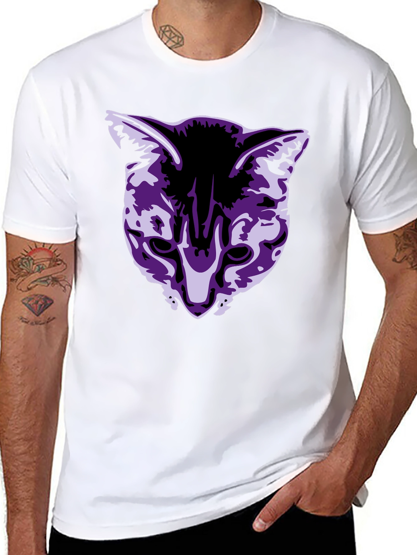 Cool Cat Graphic Tee - Black Cotton Blend