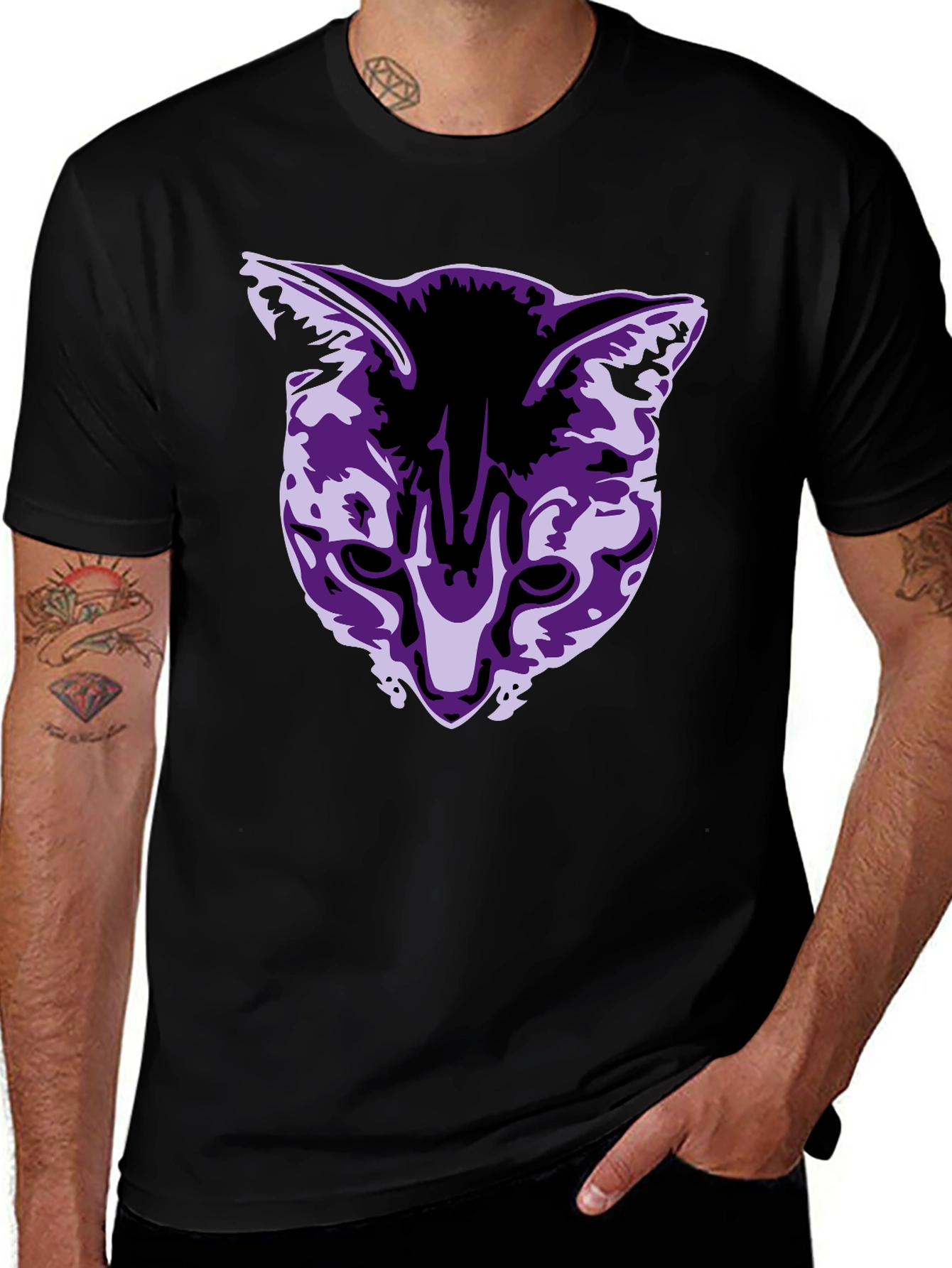 Cool Cat Graphic Tee - Black Cotton Blend