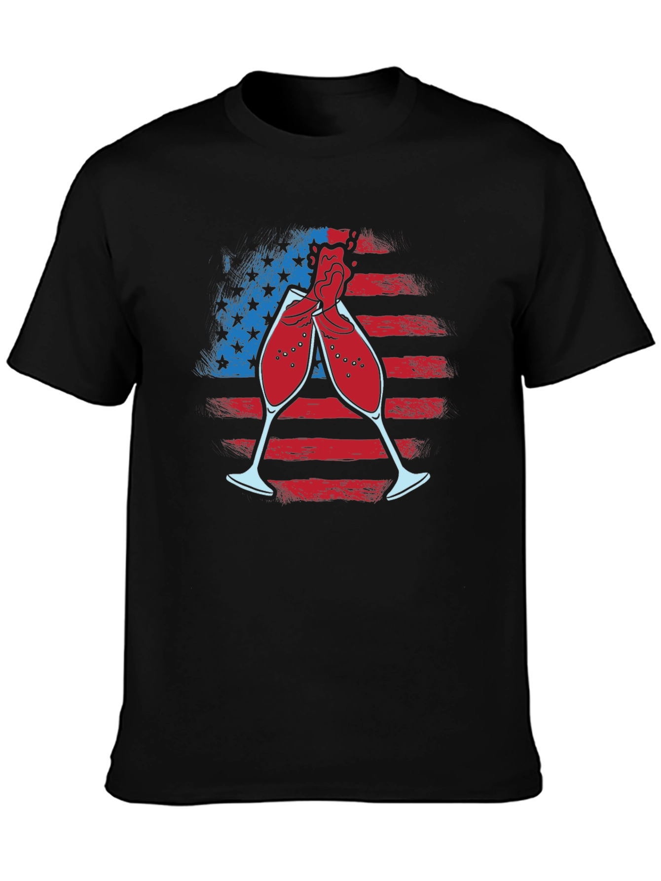 Patriotic Wine Toast T-Shirt - USA Flag Celebration