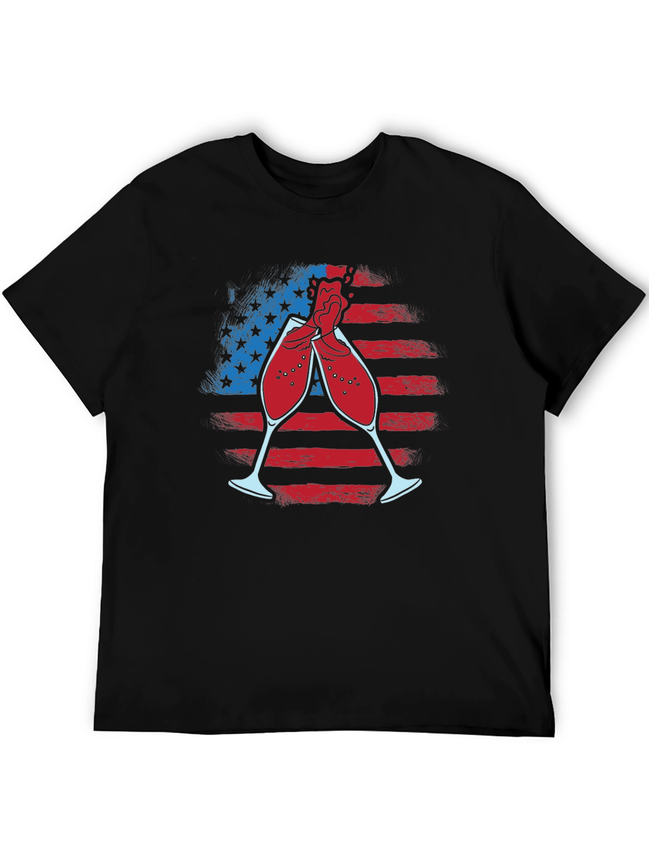 Patriotic Wine Toast T-Shirt - USA Flag Celebration