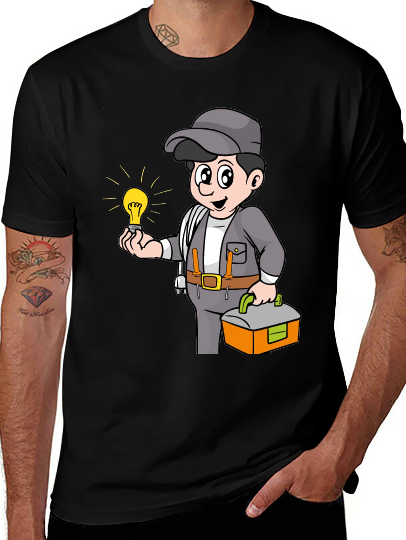 Electrician Cartoon Graphic Tee