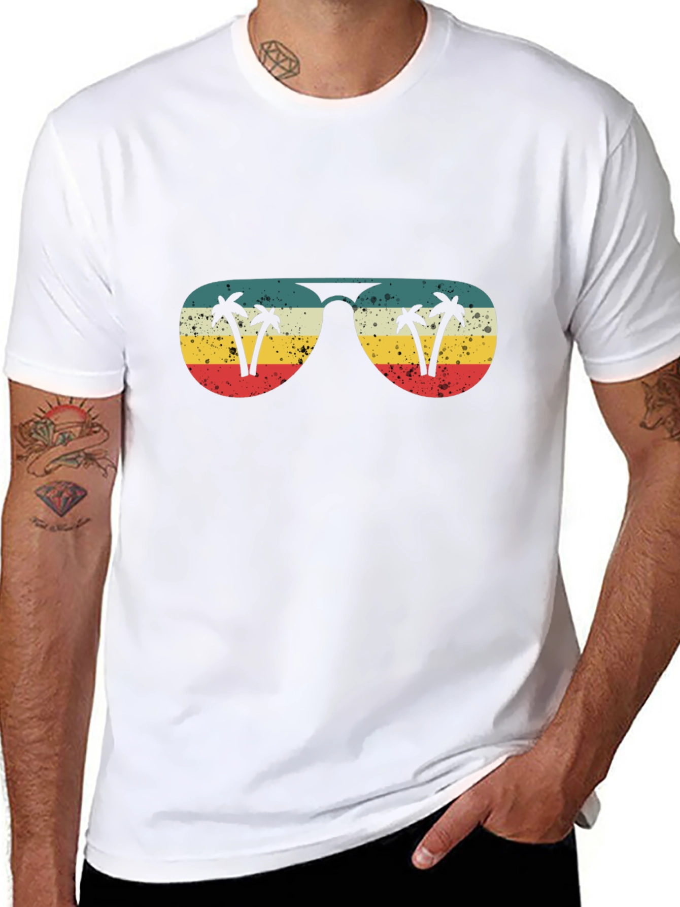 Retro Sunglasses Palm Tree Graphic T-Shirt