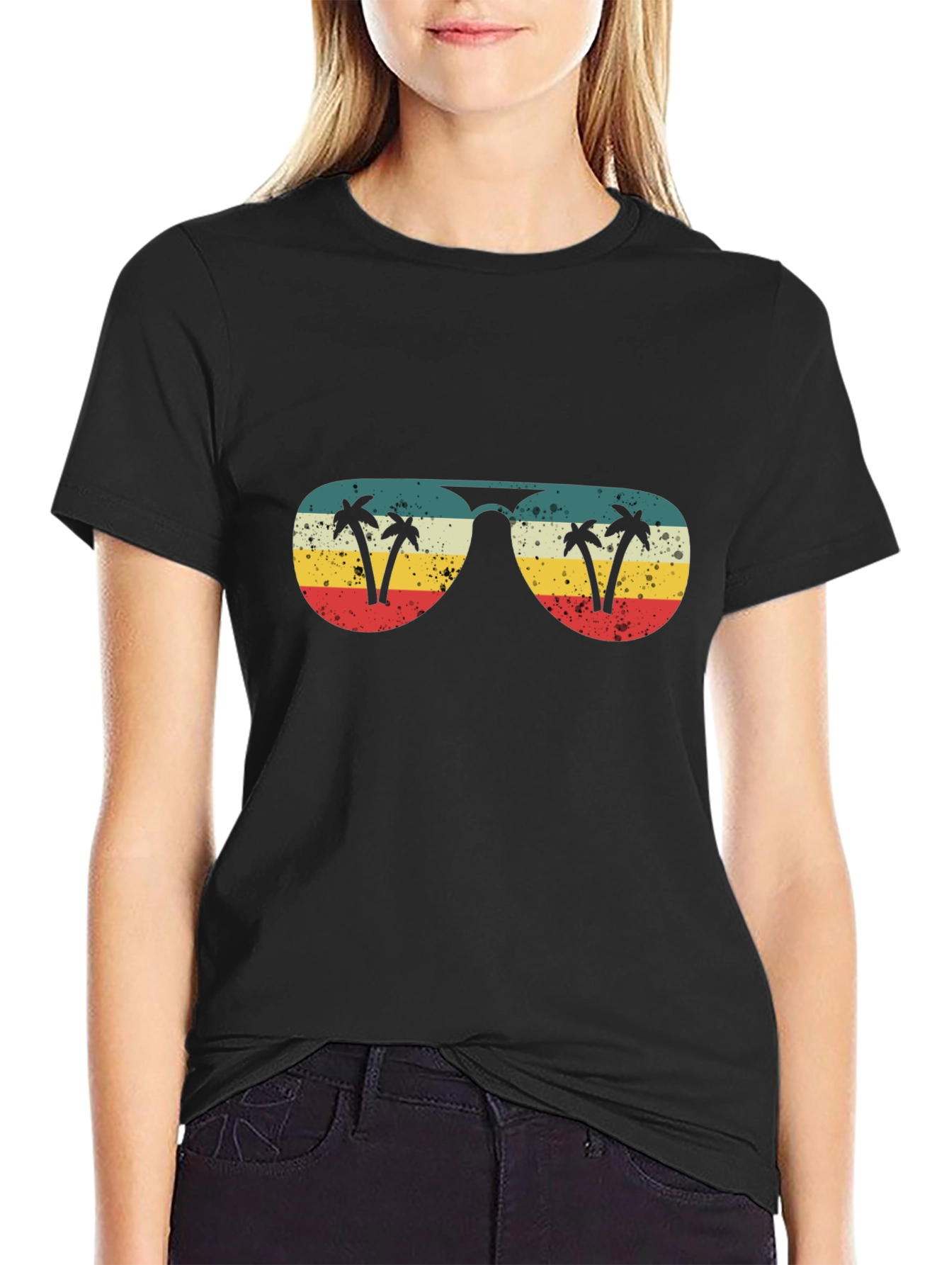 Retro Sunglasses Palm Tree Graphic T-Shirt