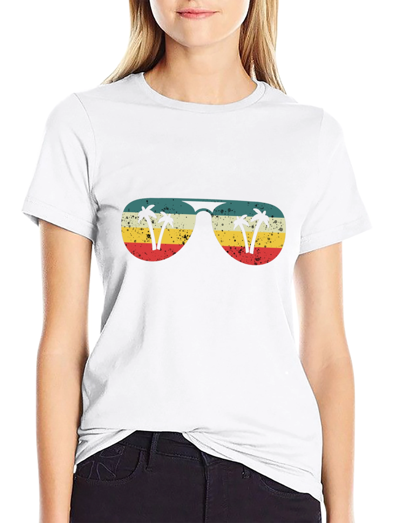 Retro Sunglasses Palm Tree Graphic T-Shirt
