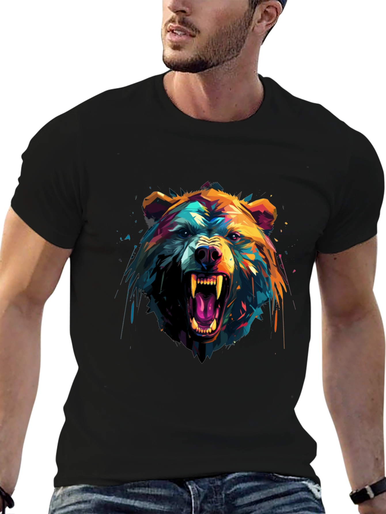 Bold Bear Graphic Black T-Shirt
