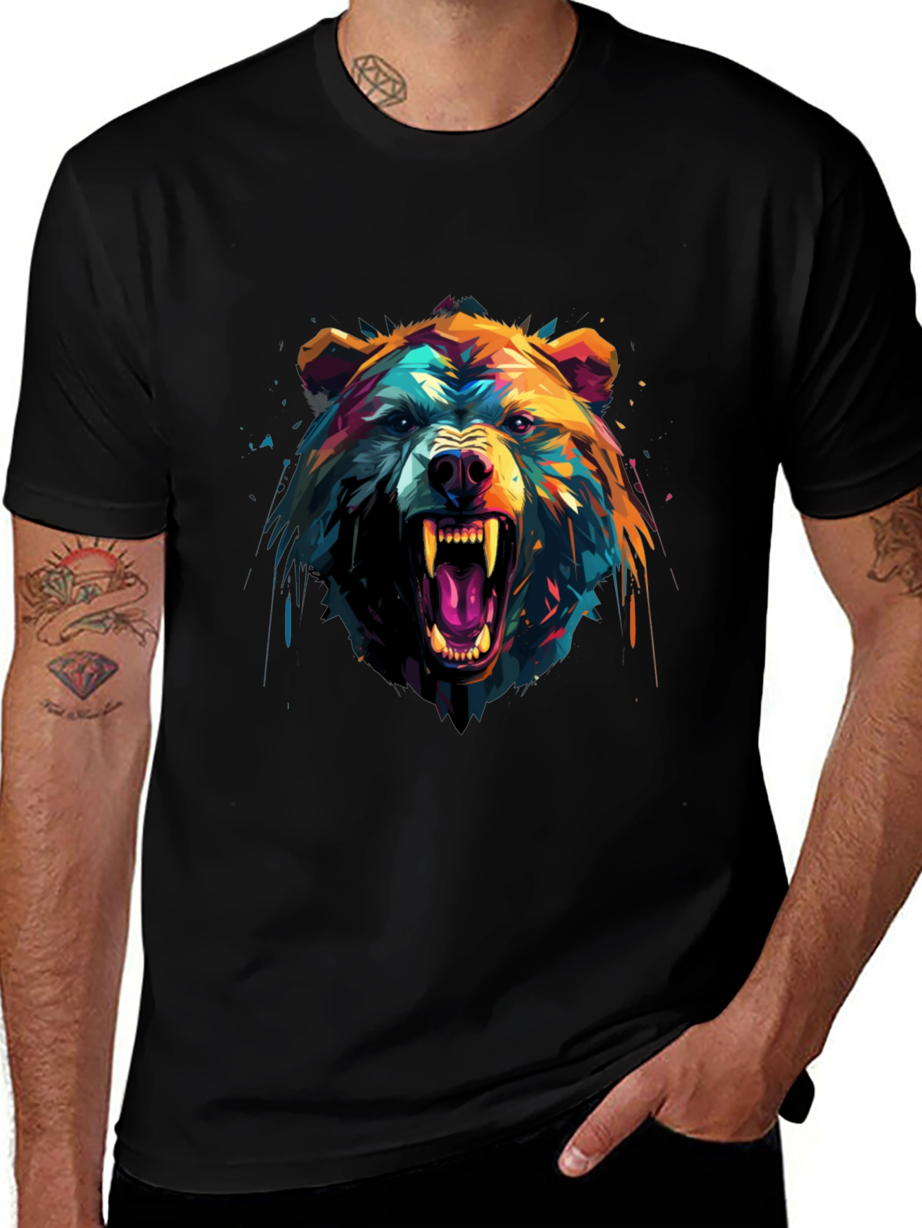 Bold Bear Graphic Black T-Shirt