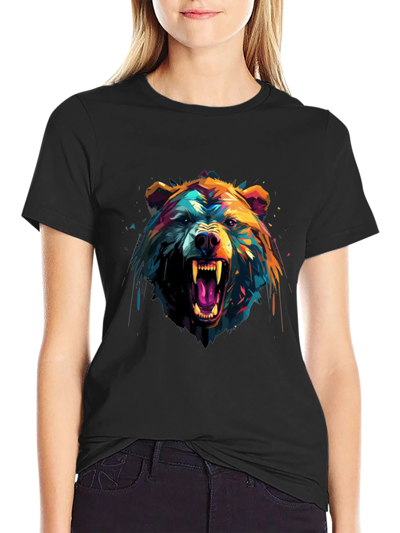Bold Bear Graphic Black T-Shirt