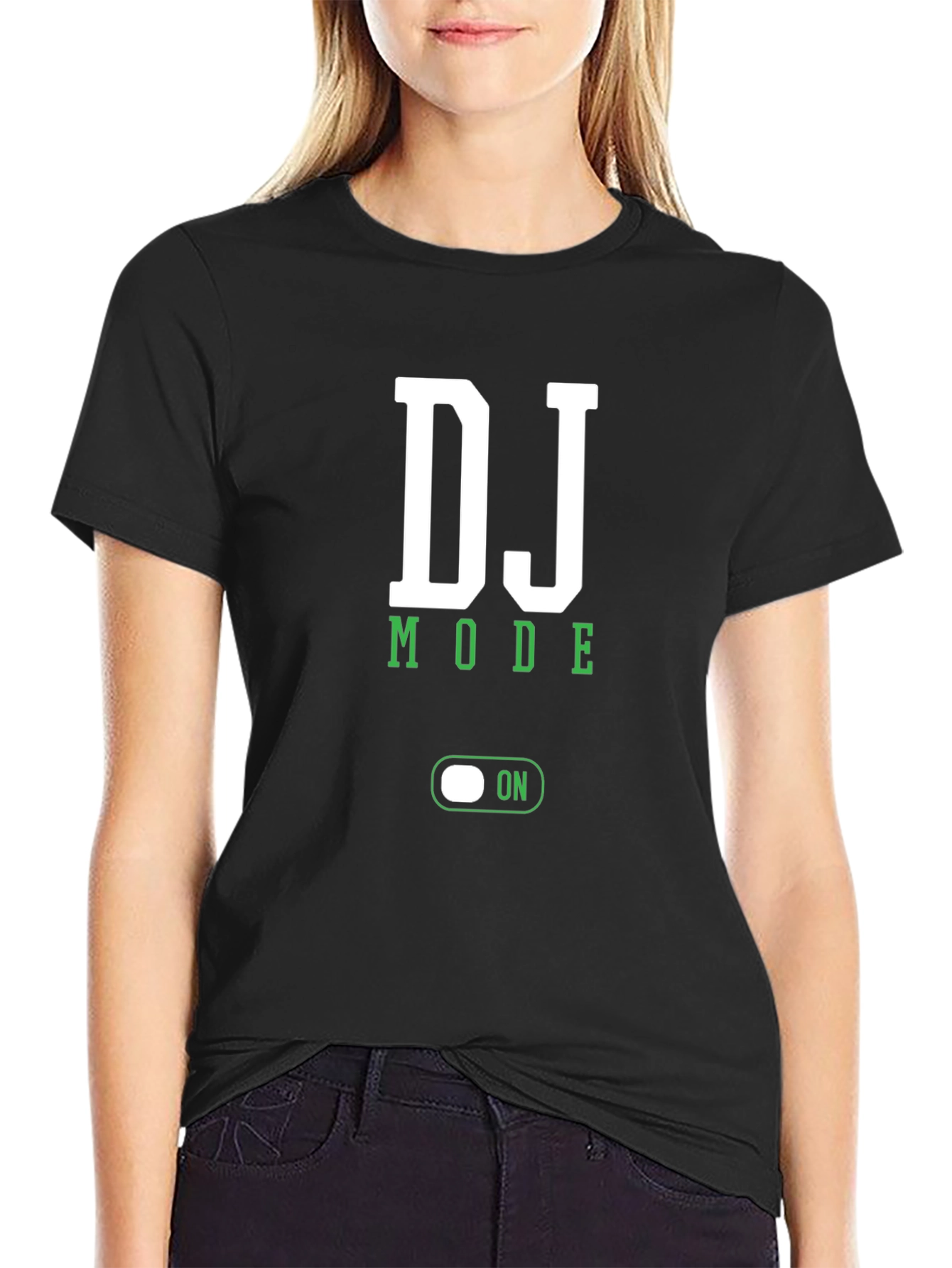 DJ Mode On T-Shirt - Black Cotton Blend Tee
