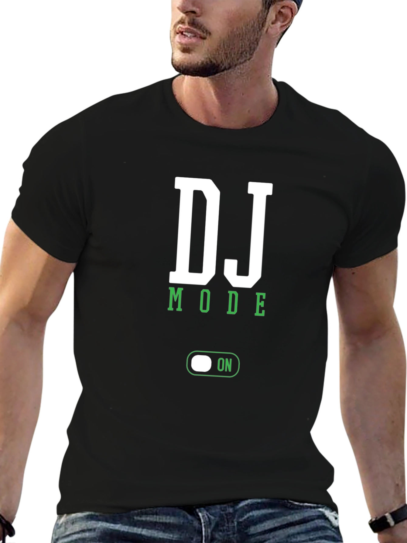 DJ Mode On T-Shirt - Black Cotton Blend Tee
