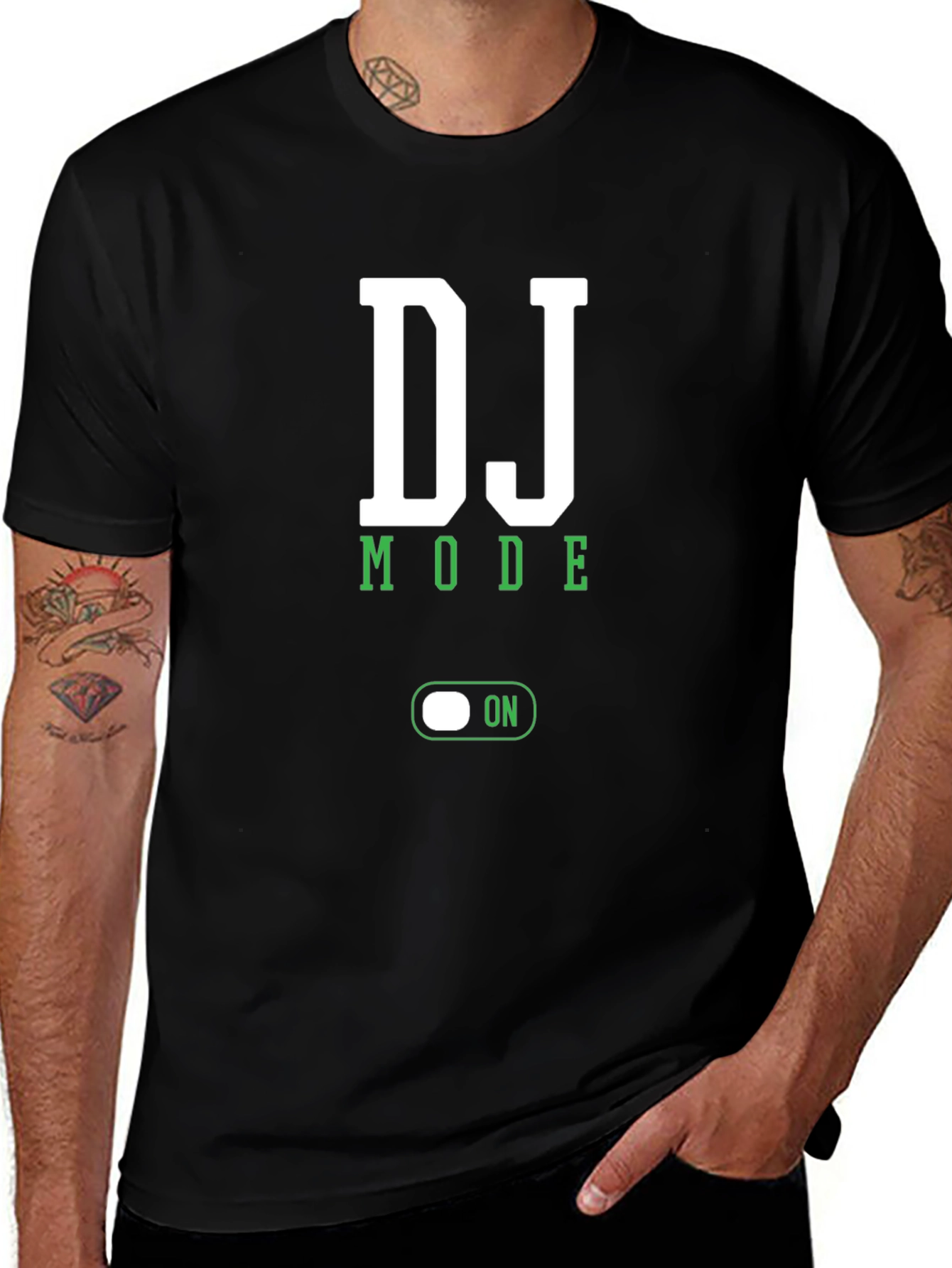 DJ Mode On T-Shirt - Black Cotton Blend Tee