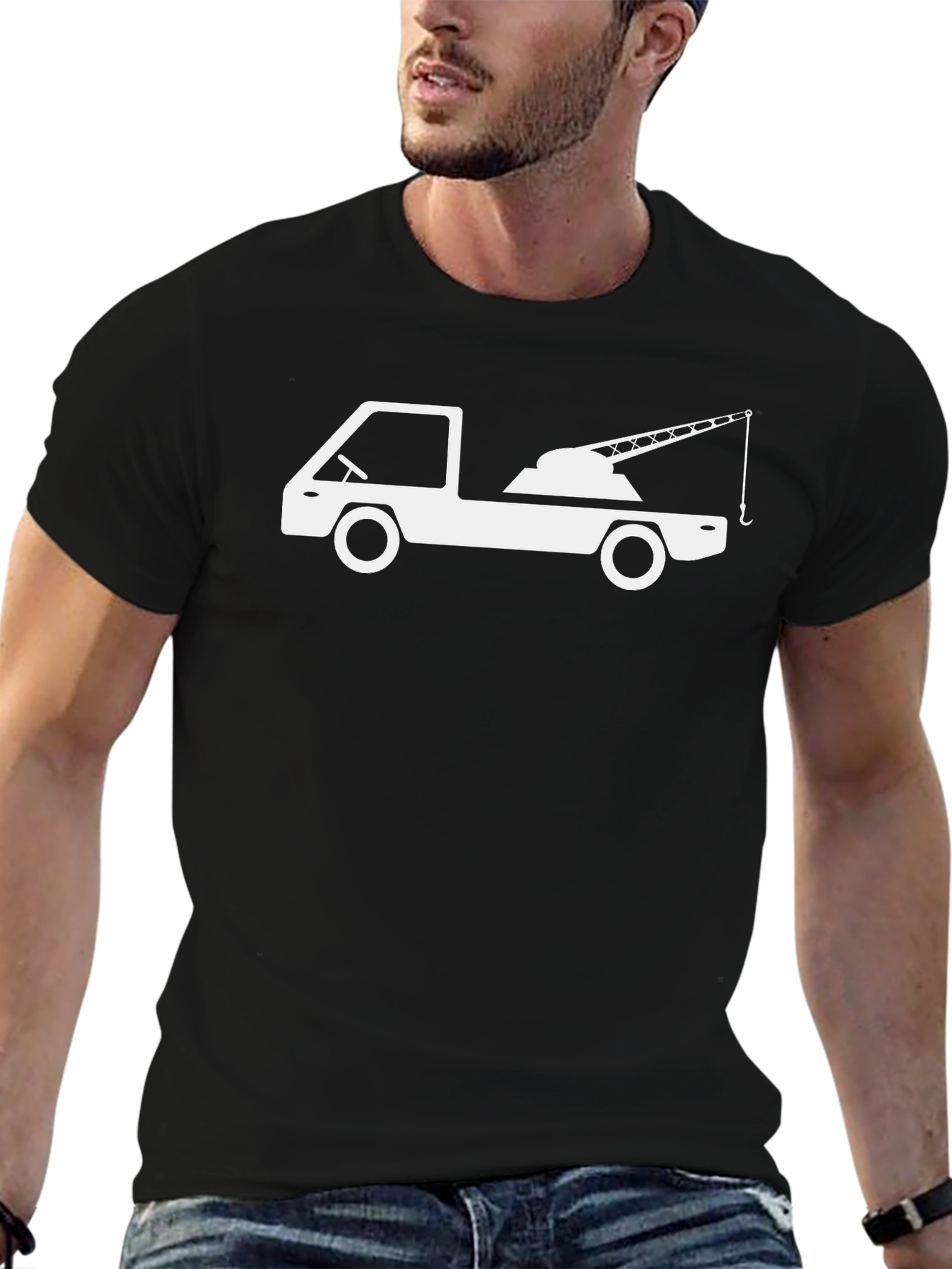 Tow Truck Graphic T-Shirt - Black