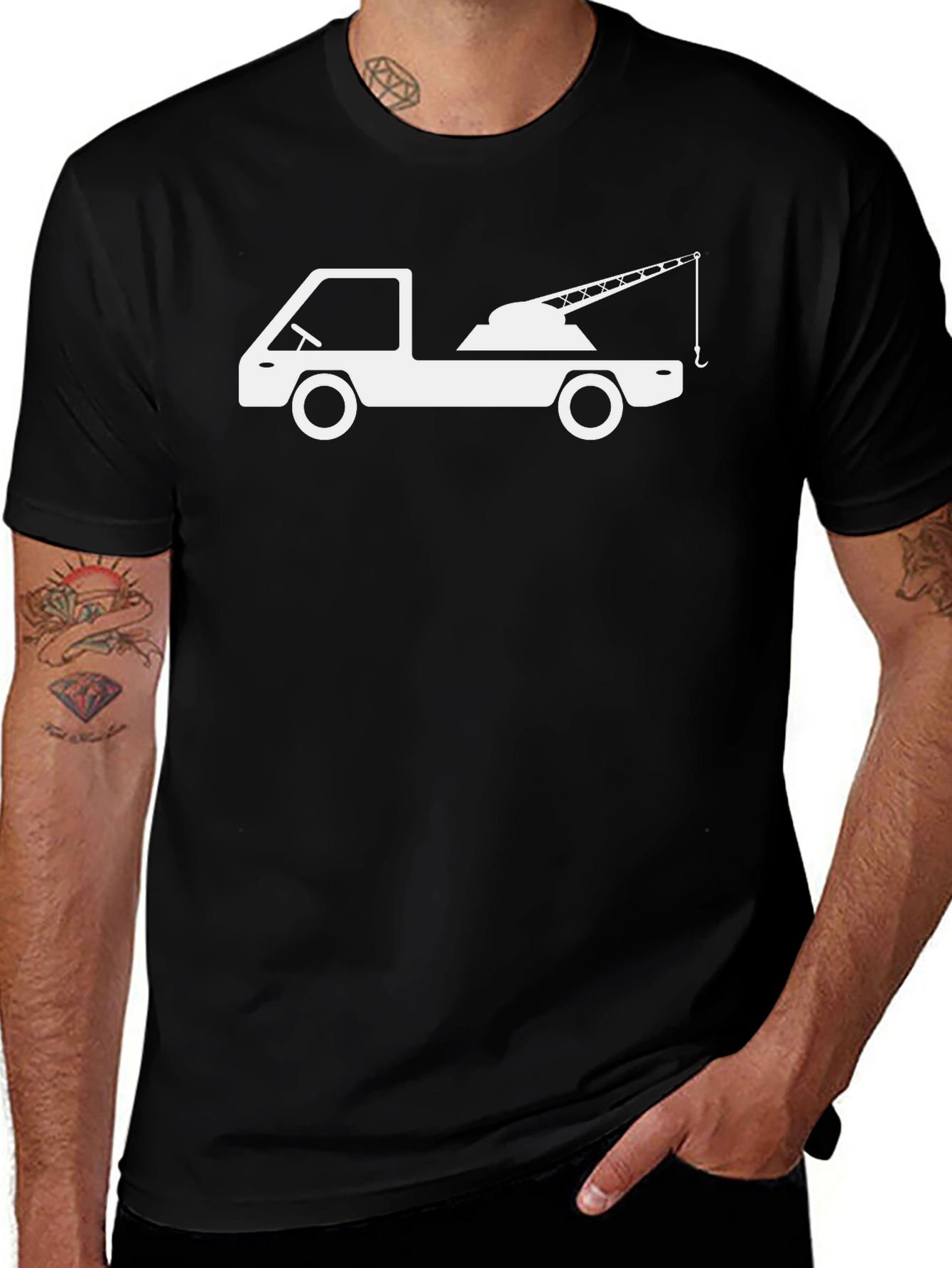 Tow Truck Graphic T-Shirt - Black