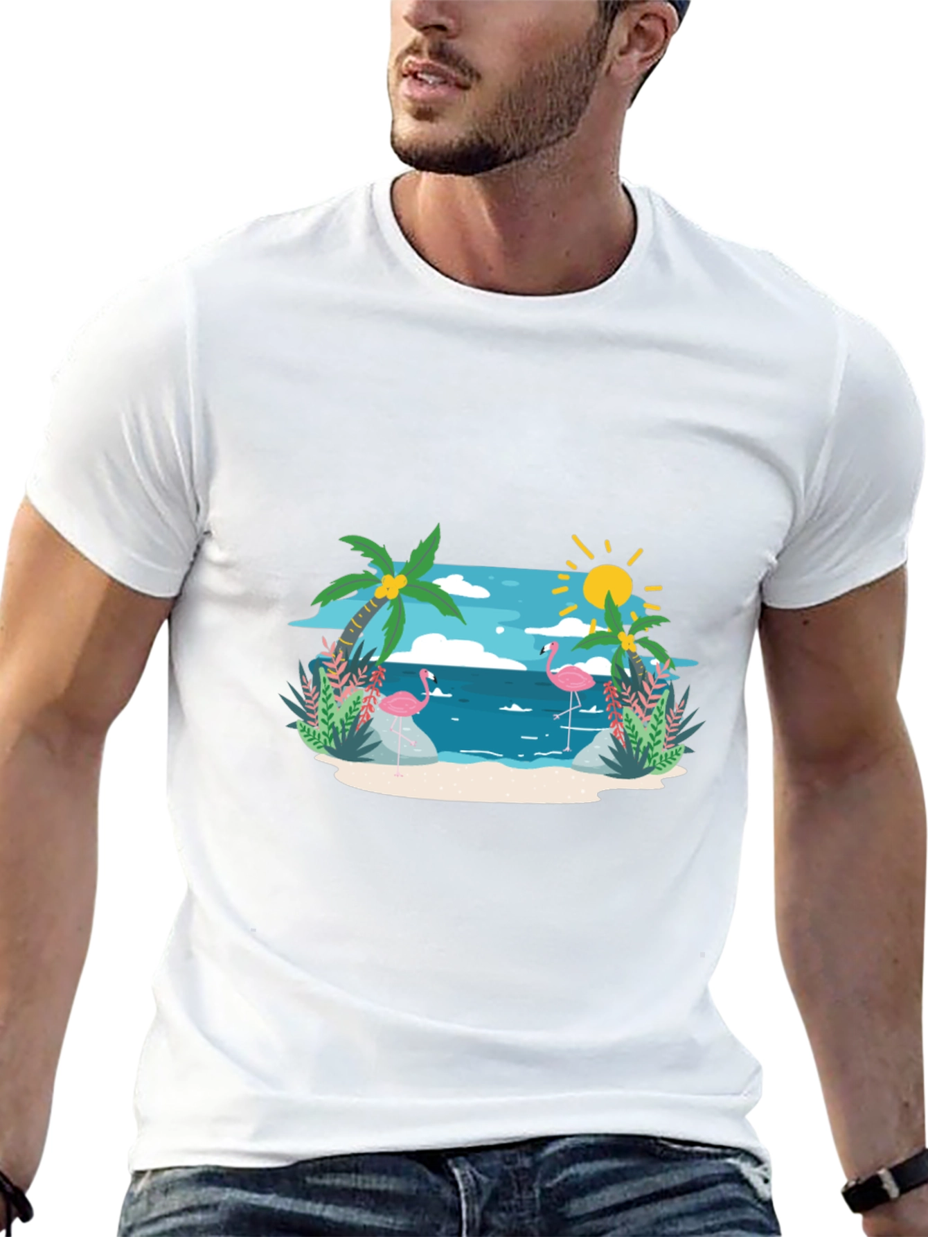 Tropical Flamingo Graphic T-Shirt