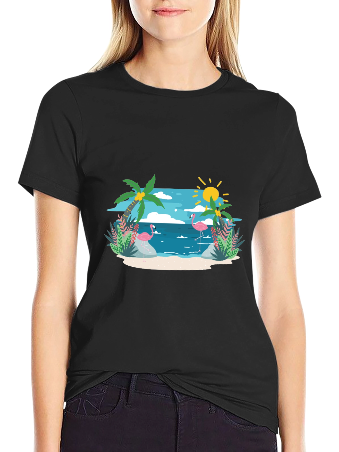 Tropical Flamingo Graphic T-Shirt