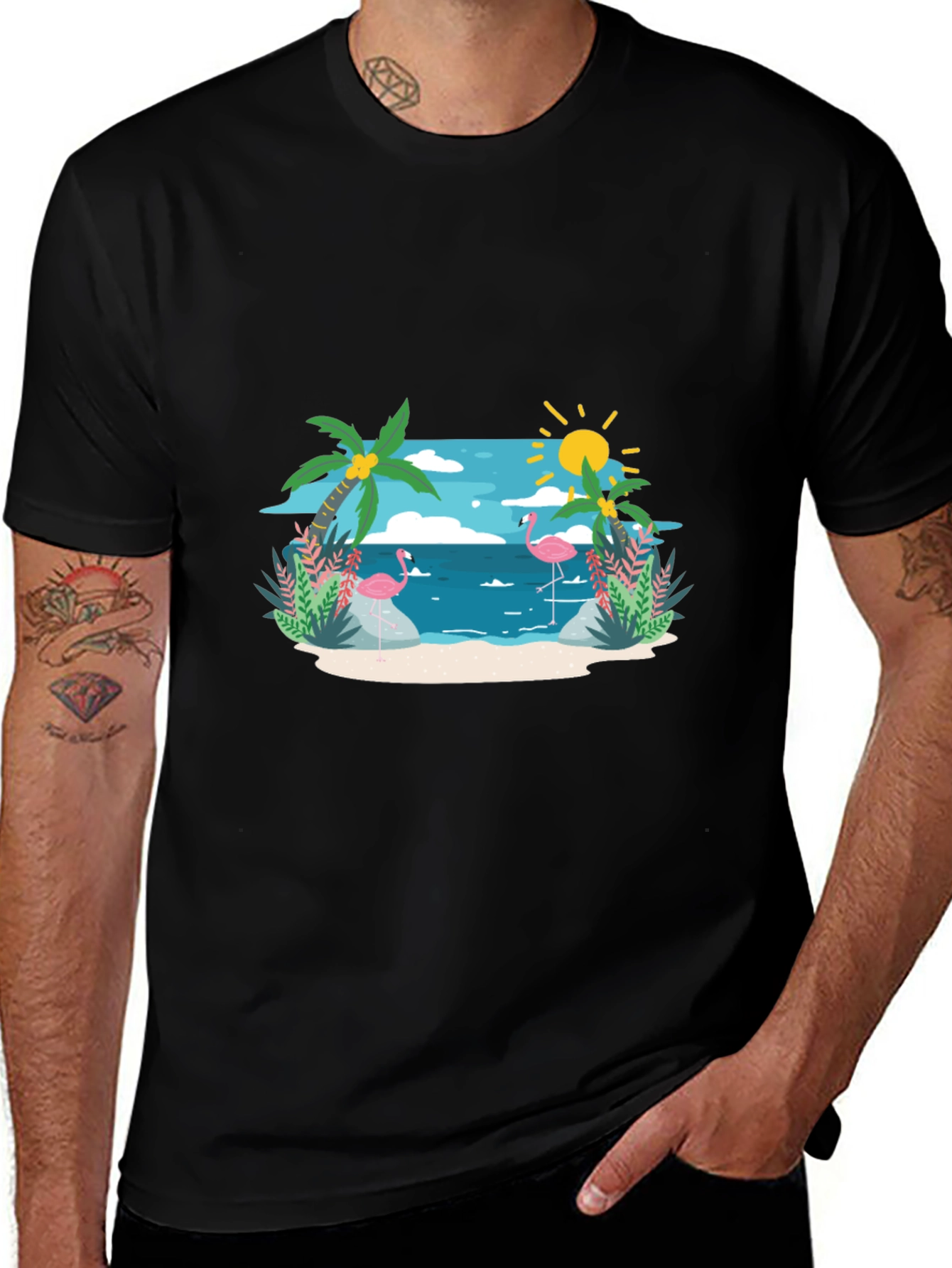 Tropical Flamingo Graphic T-Shirt