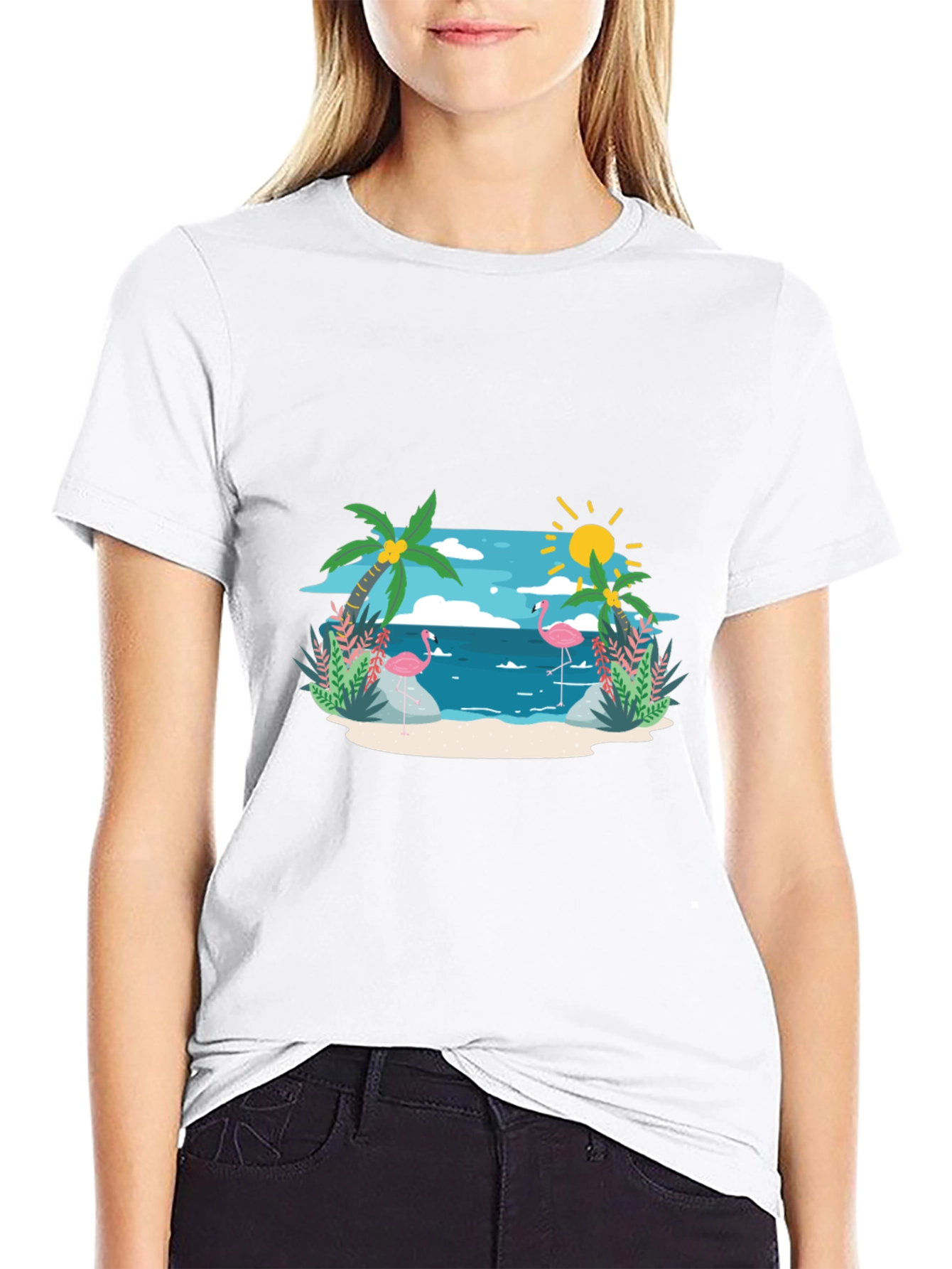 Tropical Flamingo Graphic T-Shirt