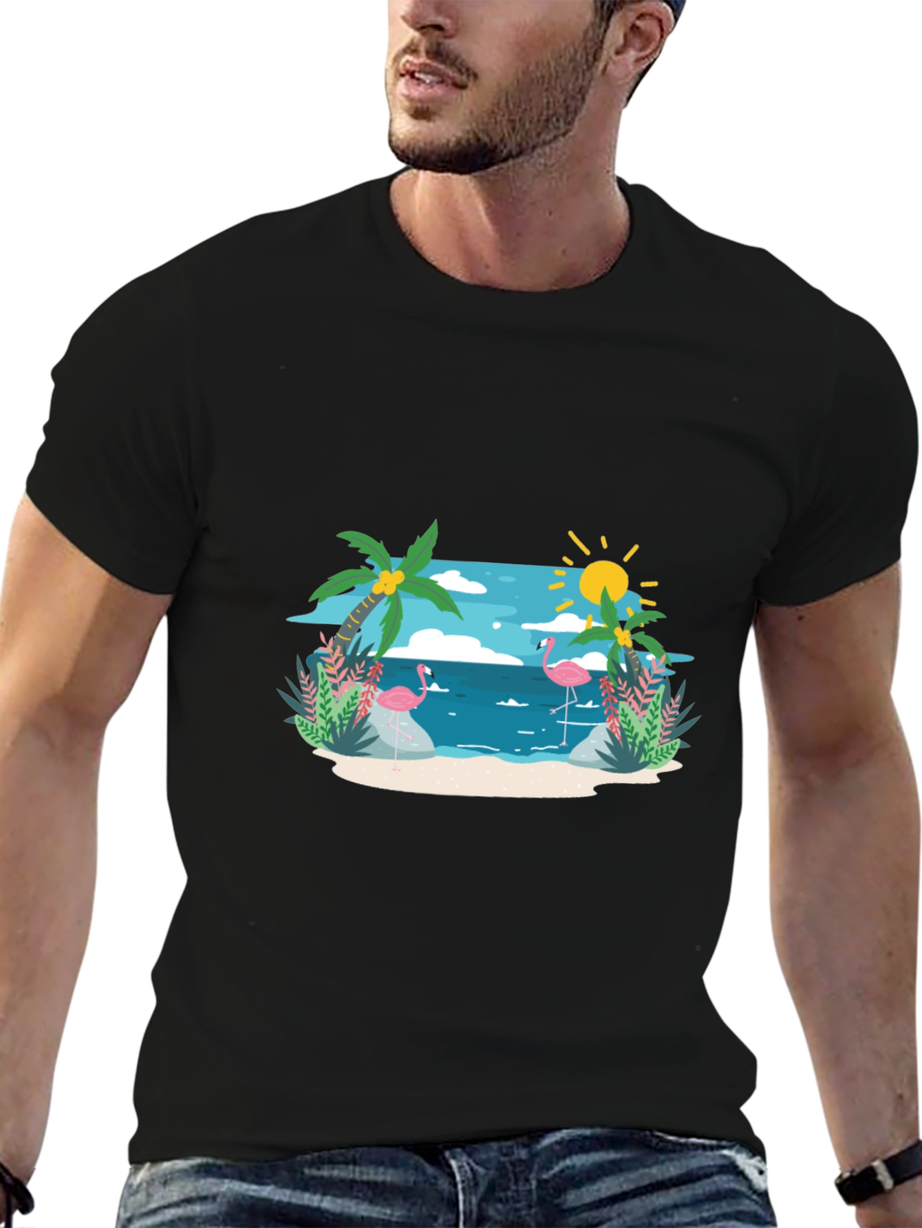 Tropical Flamingo Graphic T-Shirt