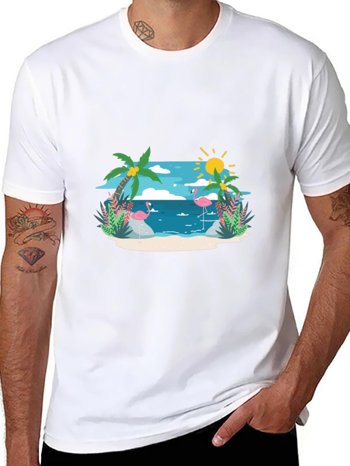 Tropical Flamingo Graphic T-Shirt