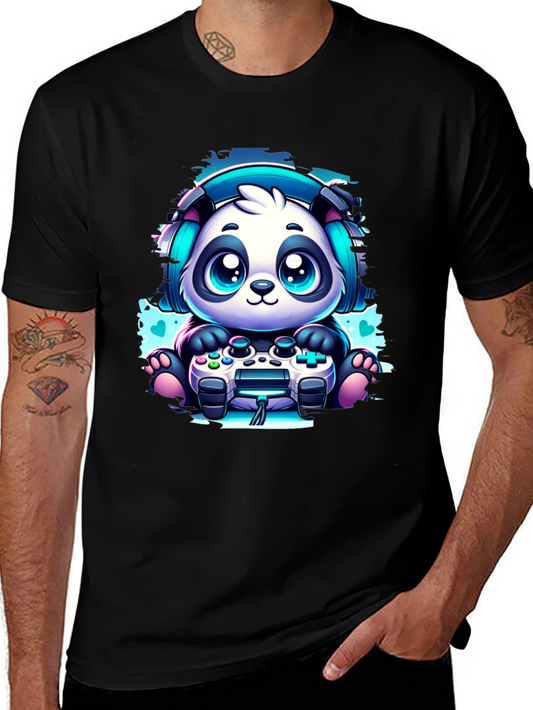 Gamer Panda T-Shirt - Cute Cartoon Design