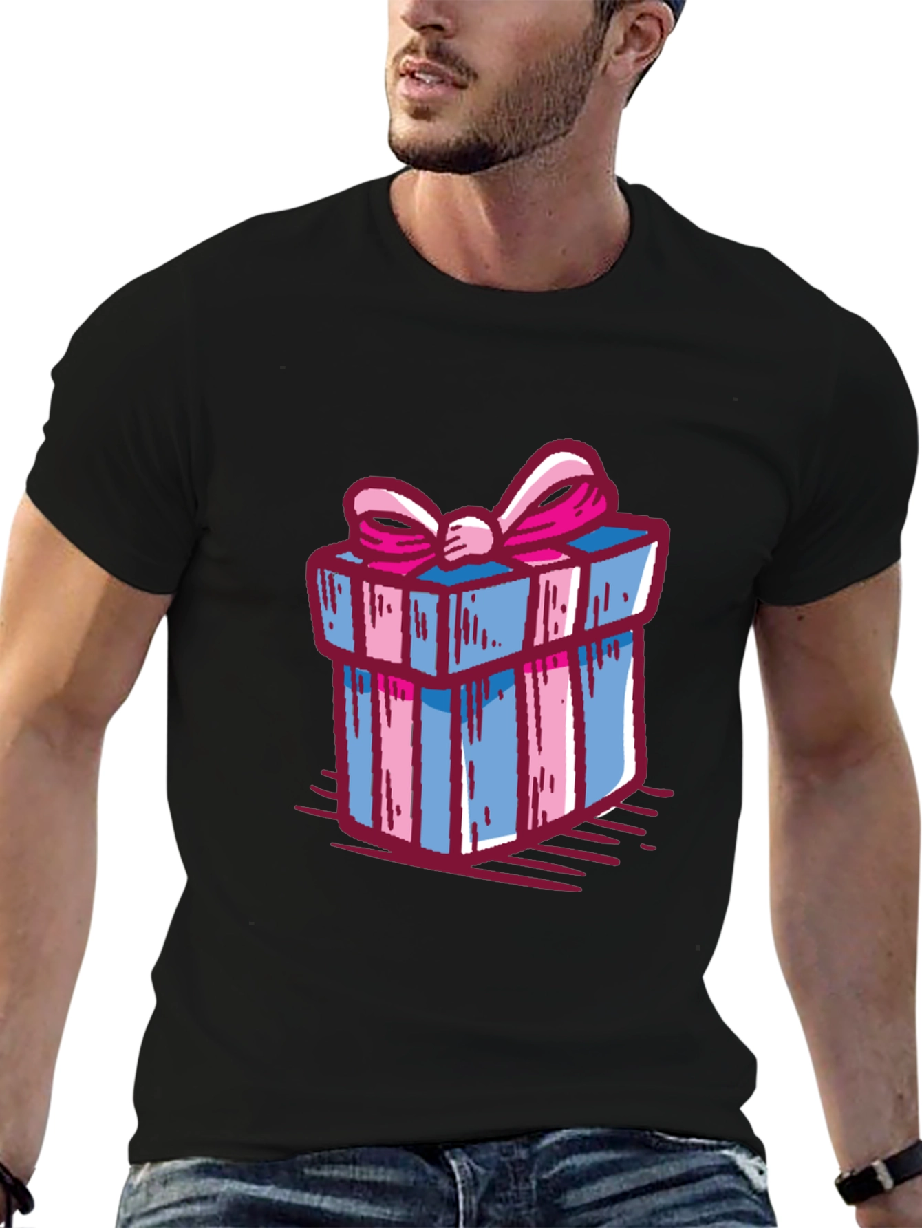 Gift Wrapped Graphic Tee - Birthday Present Shirt
