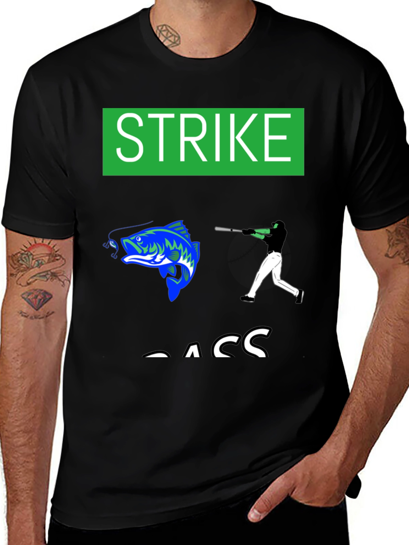 Strike Bass Black Graphic T-Shirt