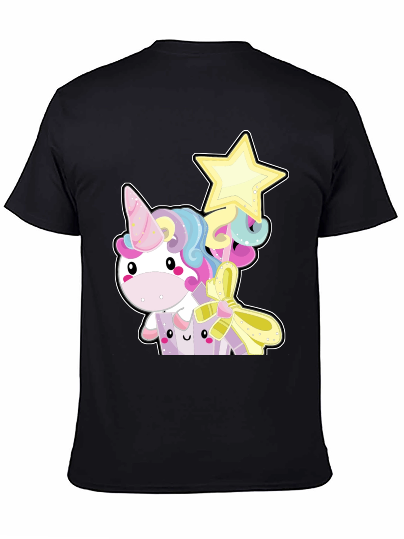 Cute Unicorn Graphic Tee - Black