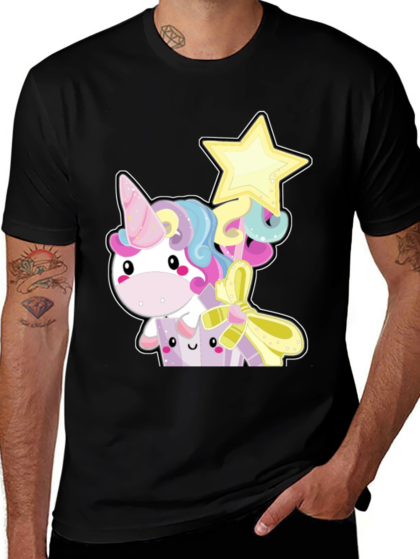Cute Unicorn Graphic Tee - Black