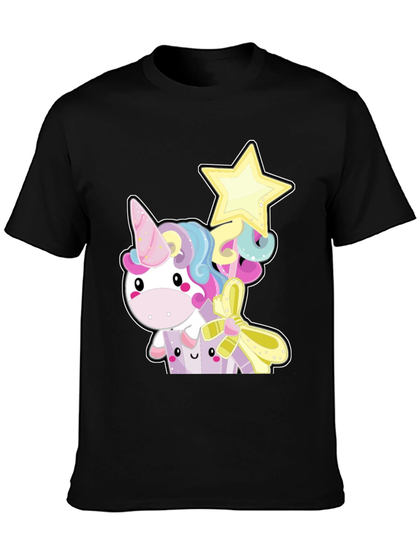 Cute Unicorn Graphic Tee - Black
