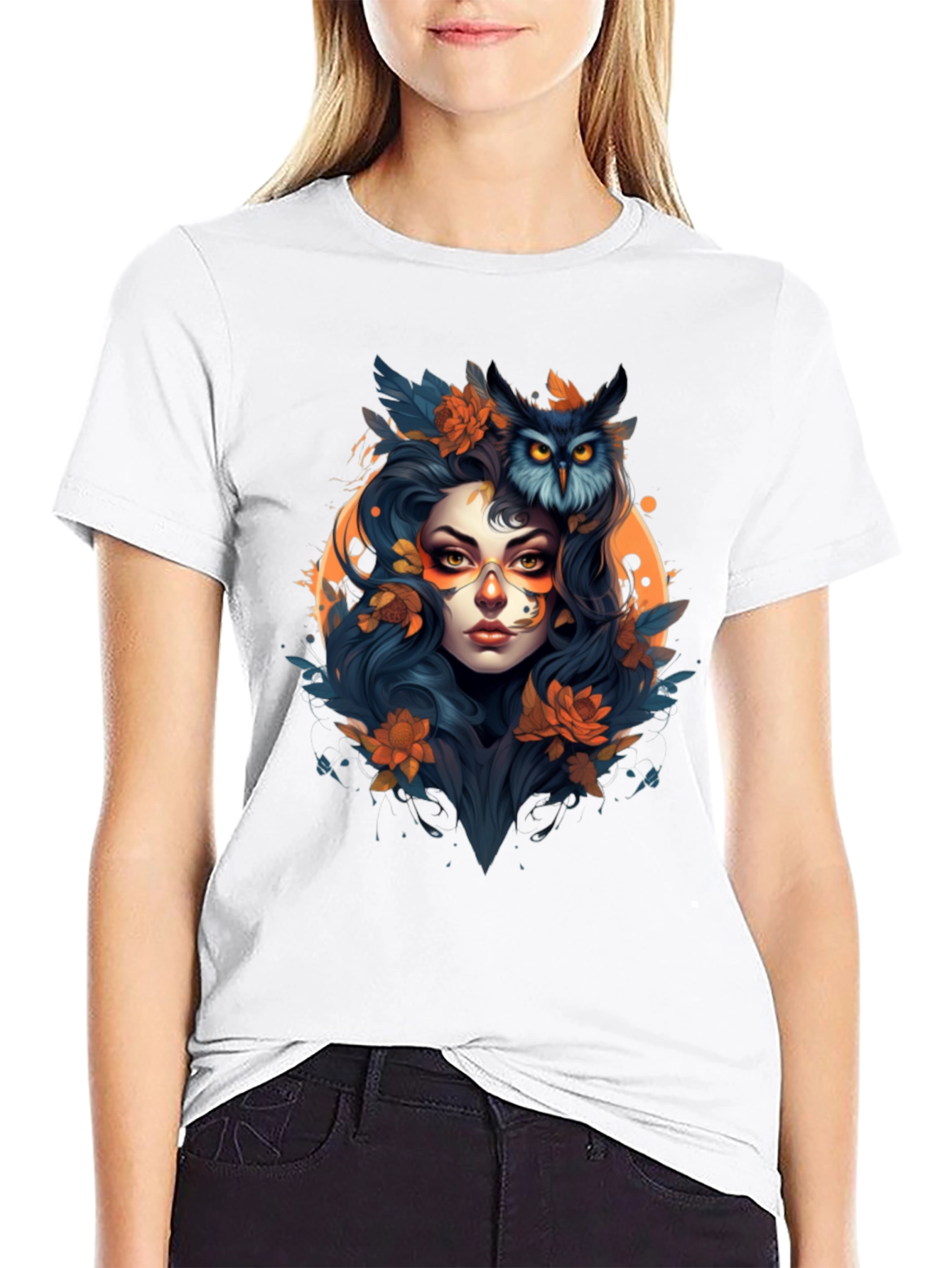 Owl Witch Graphic Tee - Unique Art T-Shirt
