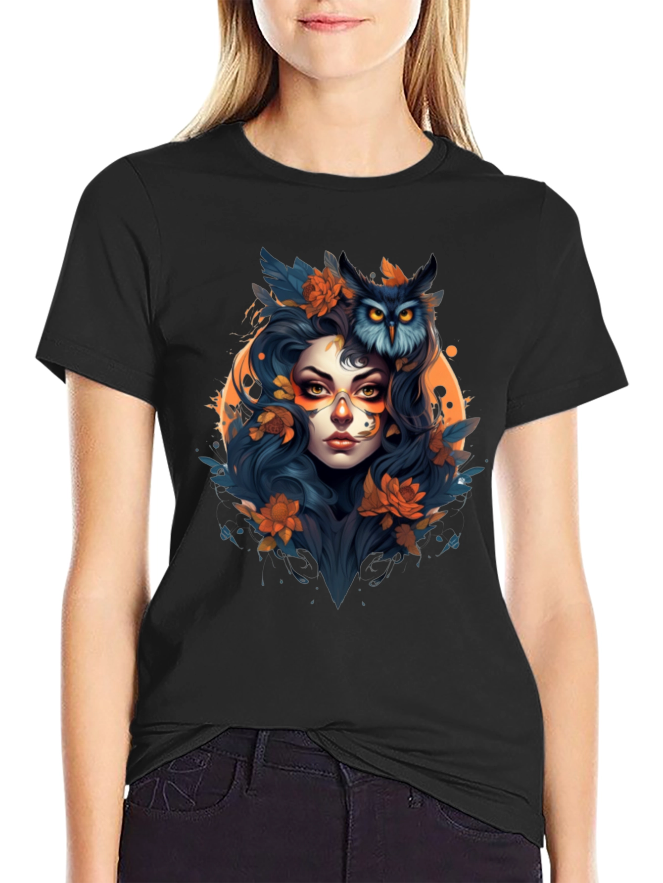 Owl Witch Graphic Tee - Unique Art T-Shirt
