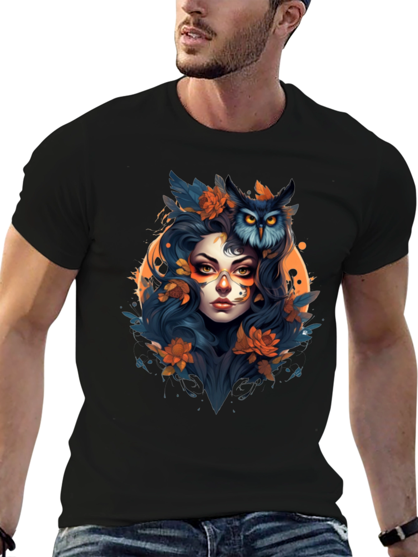 Owl Witch Graphic Tee - Unique Art T-Shirt