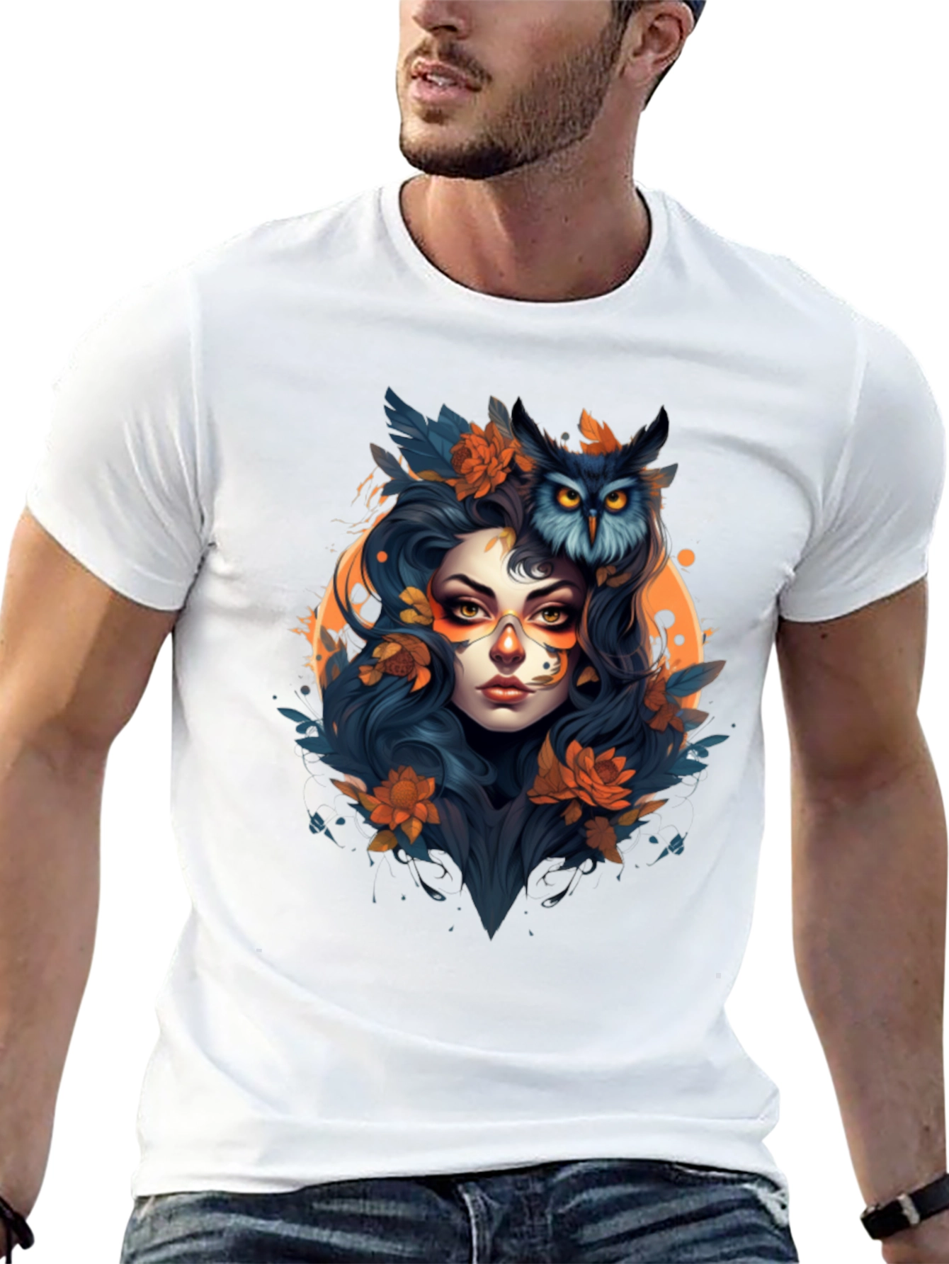 Owl Witch Graphic Tee - Unique Art T-Shirt