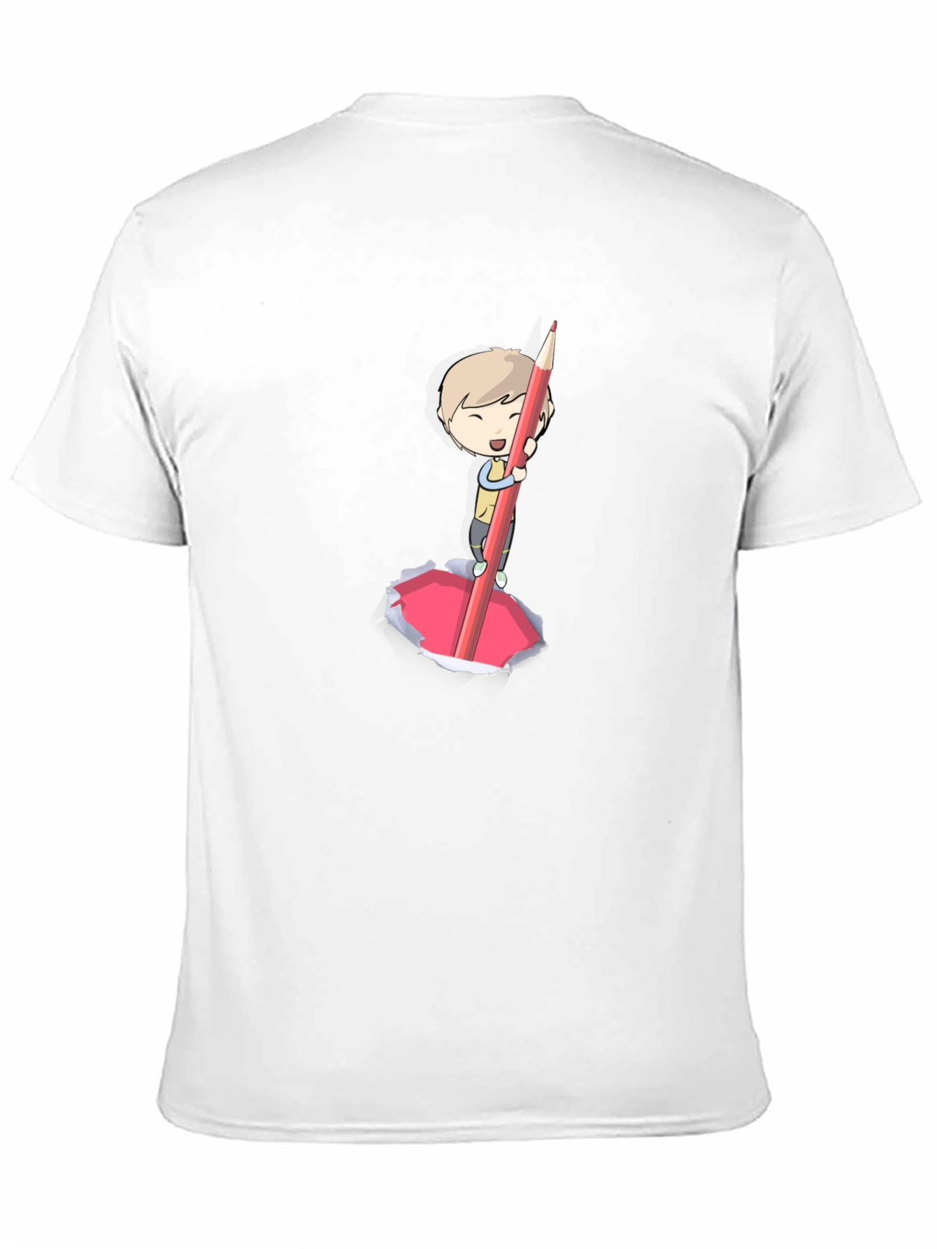 Cartoon Boy Pencil Art Black T-Shirt