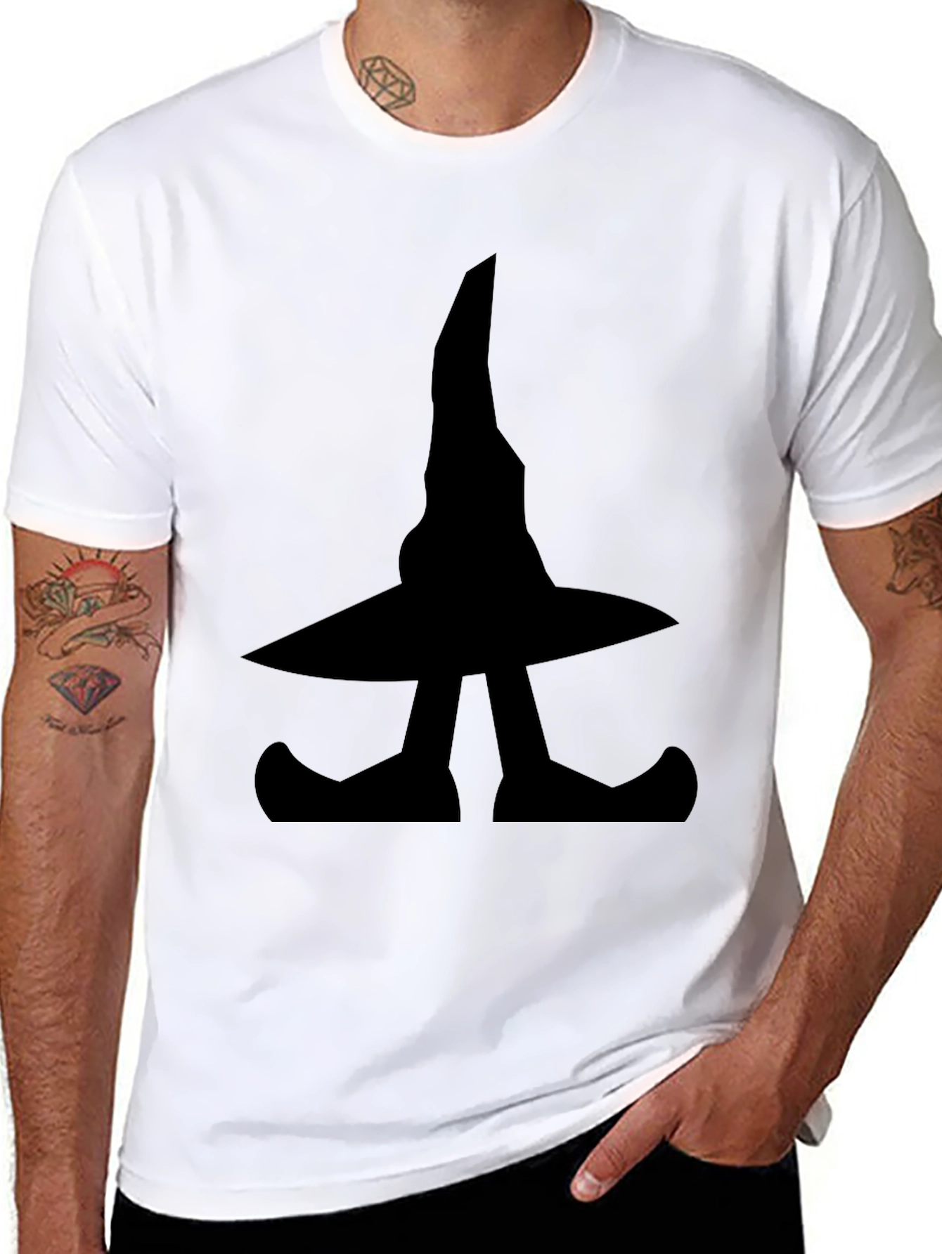 Witch Hat & Feet Graphic Black T-Shirt