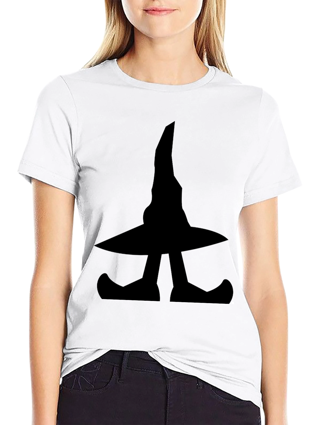Witch Hat & Feet Graphic Black T-Shirt