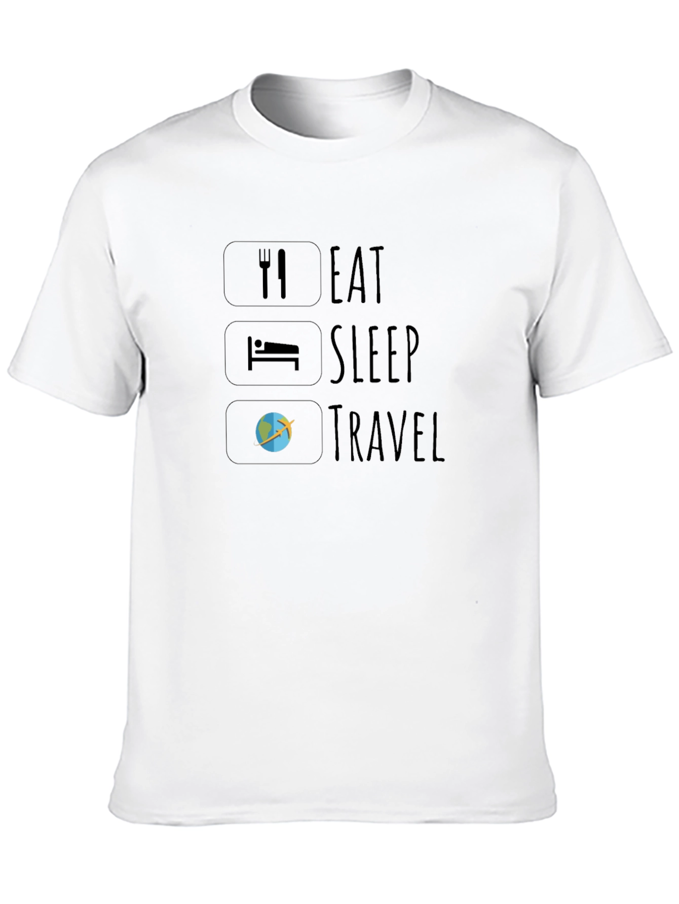 Eat Sleep Travel Graphic Tee - Black Casual T-Shirt
