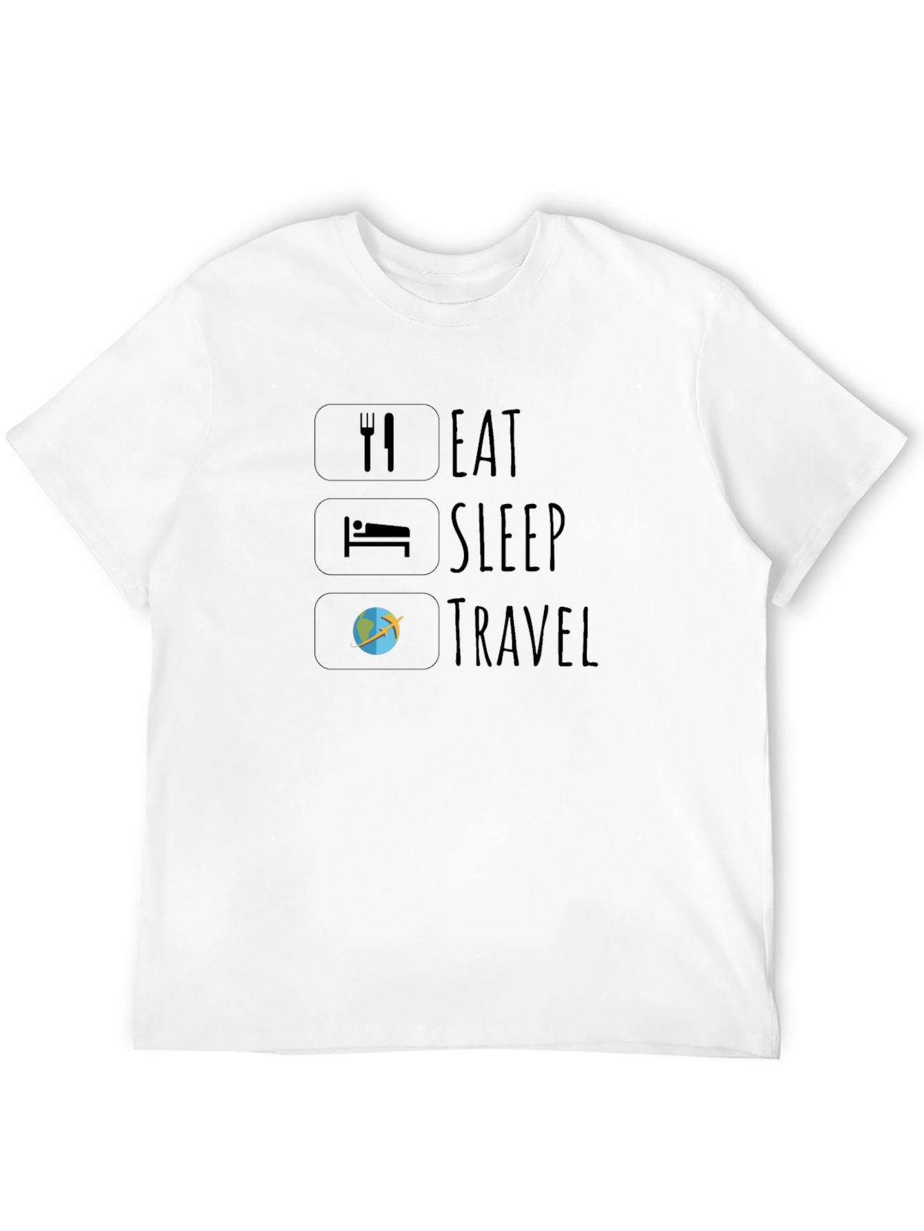 Eat Sleep Travel Graphic Tee - Black Casual T-Shirt