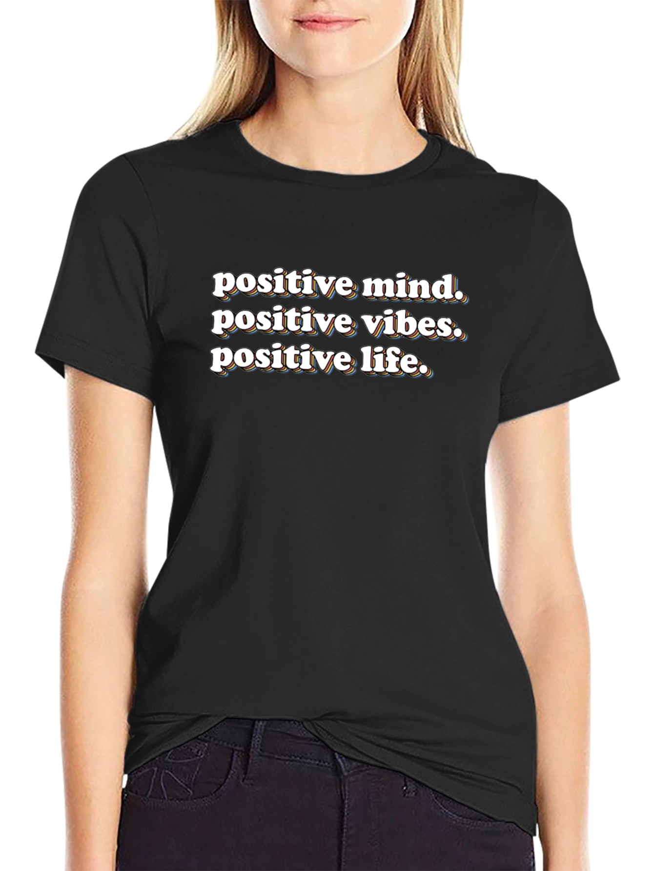 Positive Mind Vibes Life Black Graphic Tee