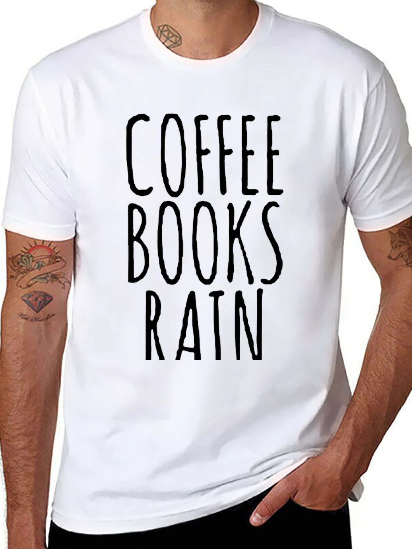 Coffee Books Rain Graphic Tee - Relaxed Fit
