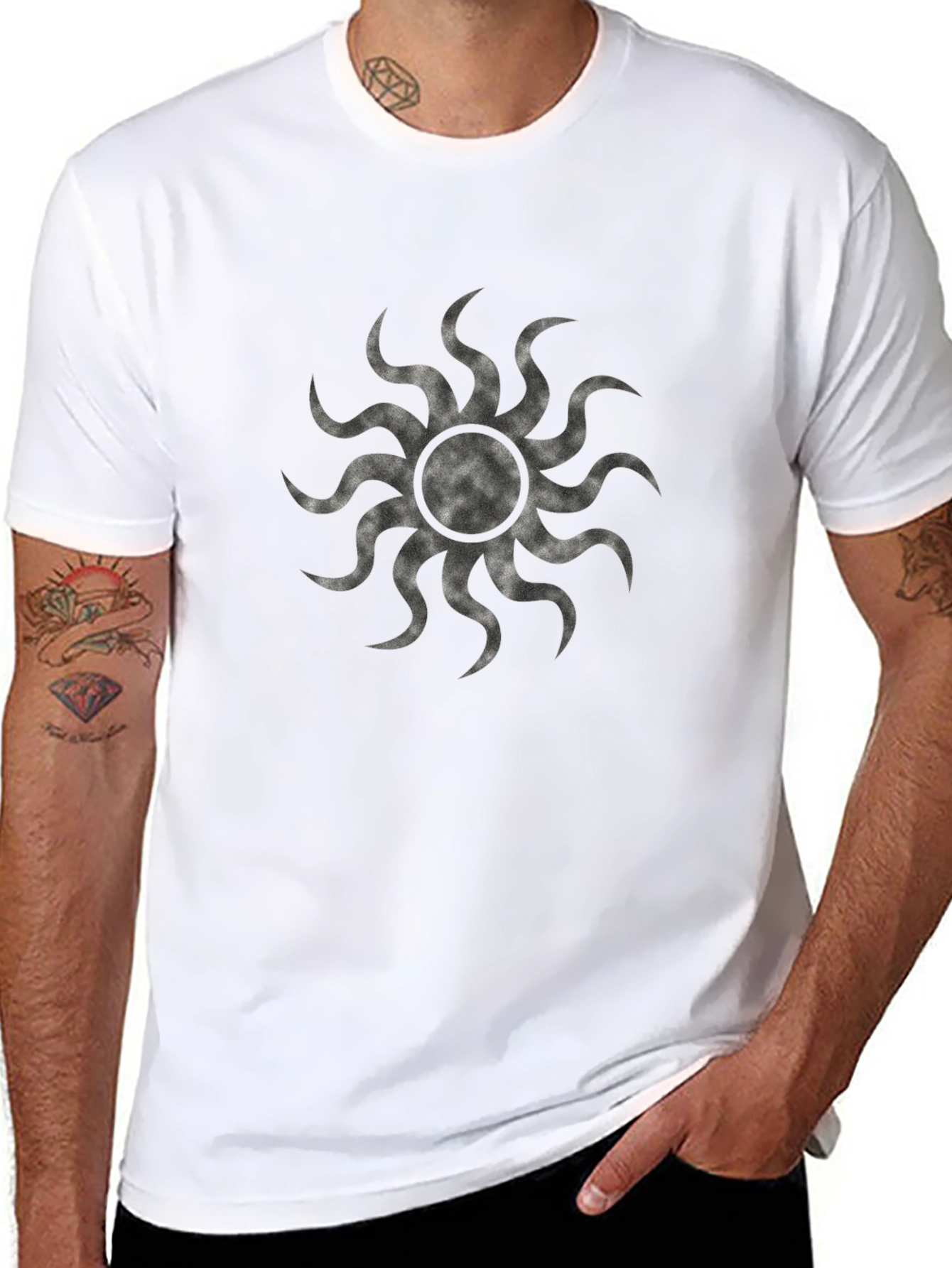Black Graphic Tee - Sunburst Design