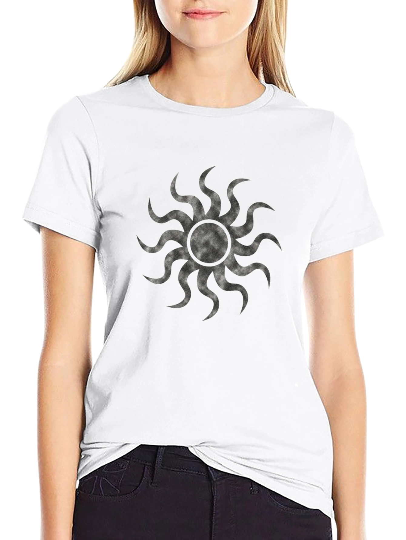 Black Graphic Tee - Sunburst Design