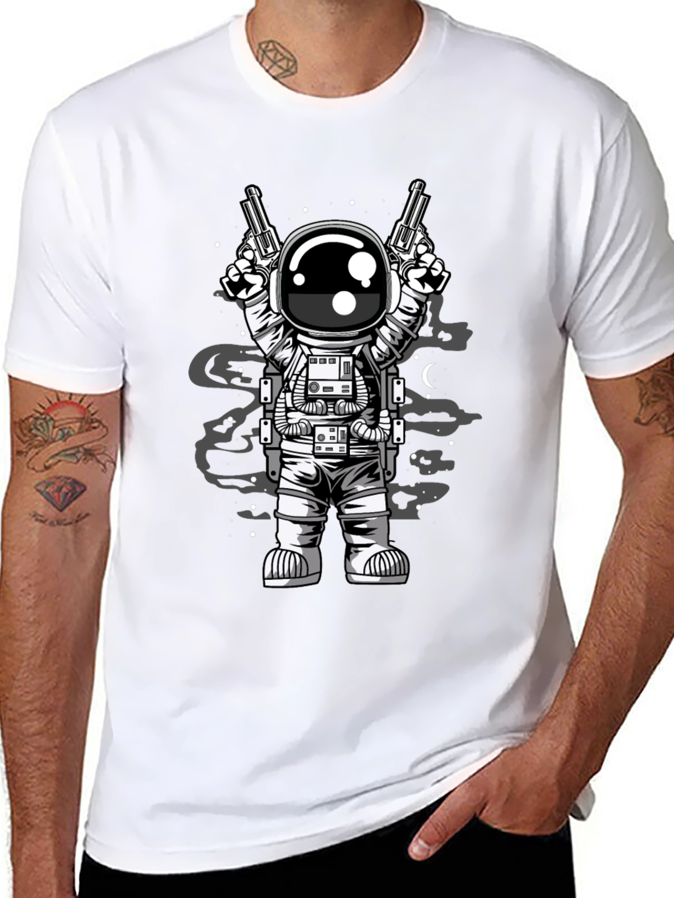 Astronaut Guns T-Shirt - Space Cowboy Design