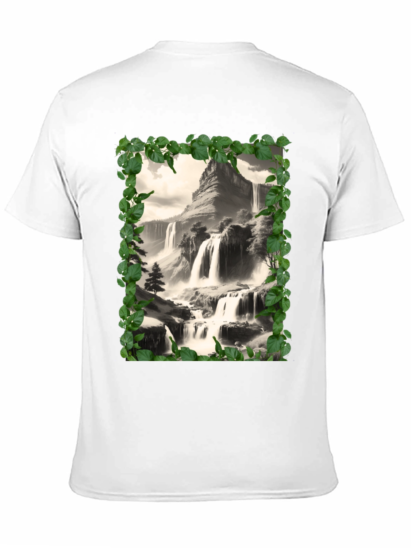 Waterfall Scenic Black T-Shirt