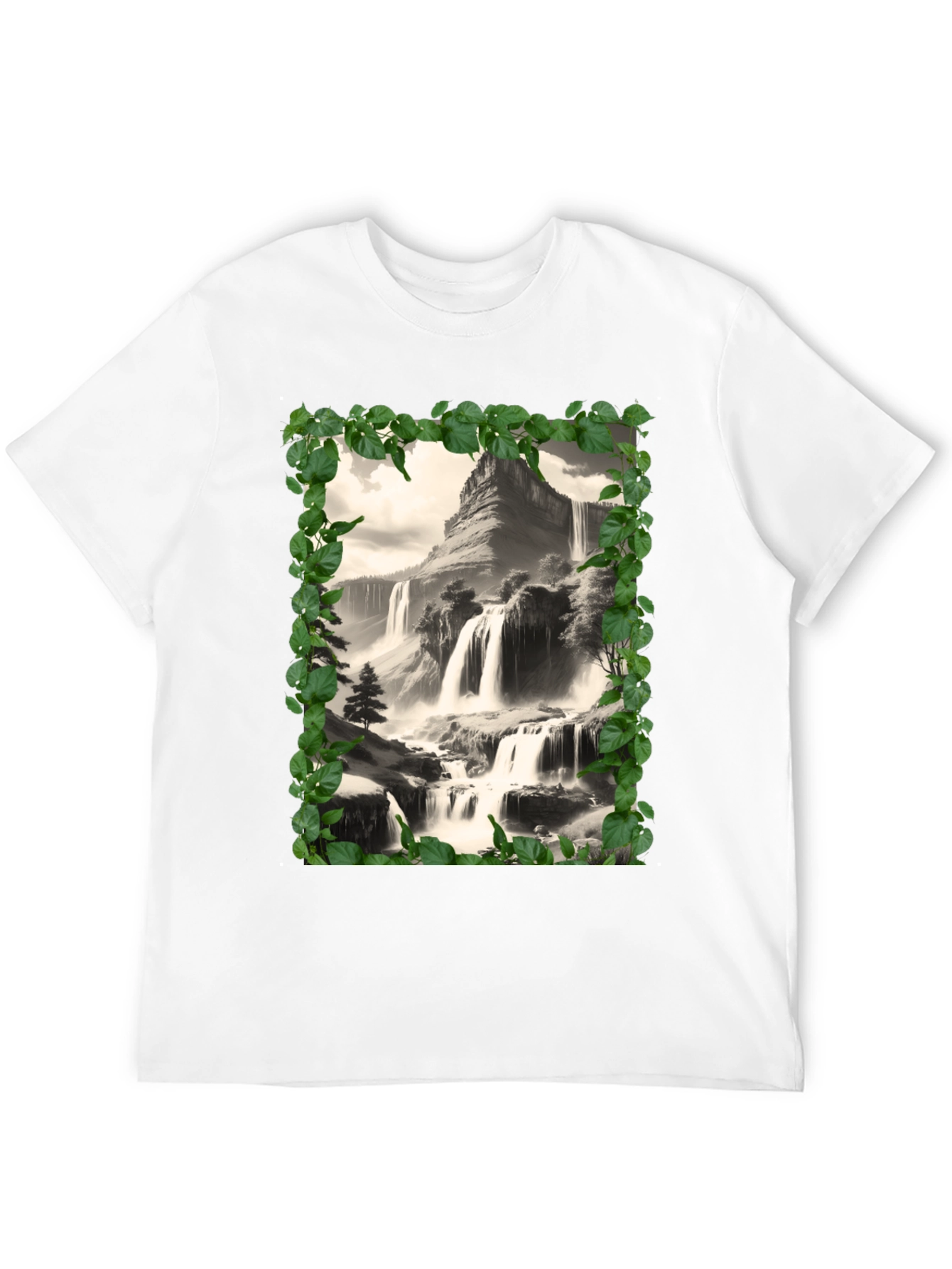 Waterfall Scenic Black T-Shirt