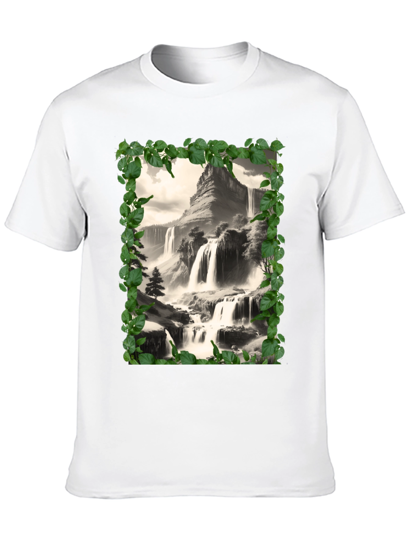 Waterfall Scenic Black T-Shirt