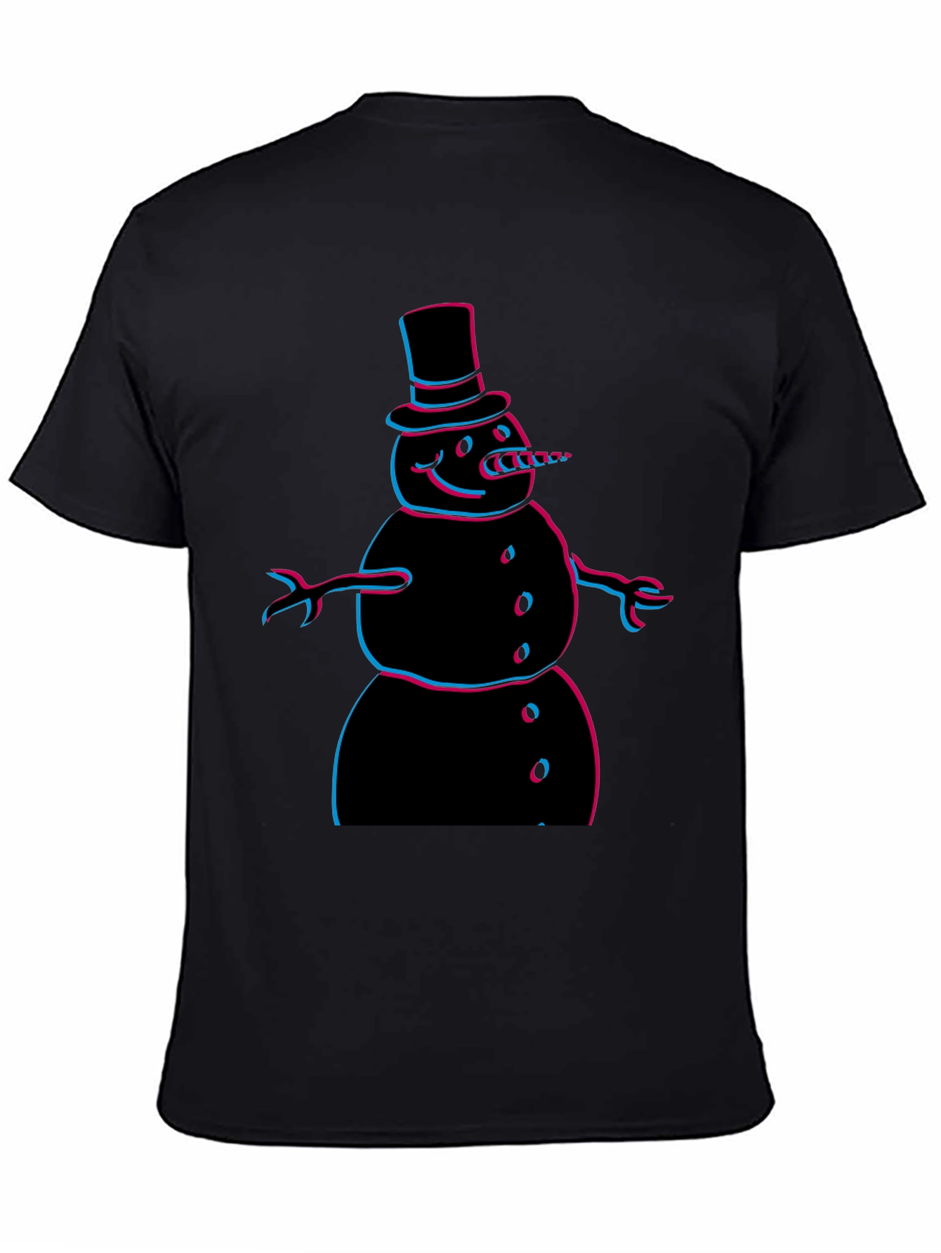Cool 3D Snowman Graphic Tee - Black