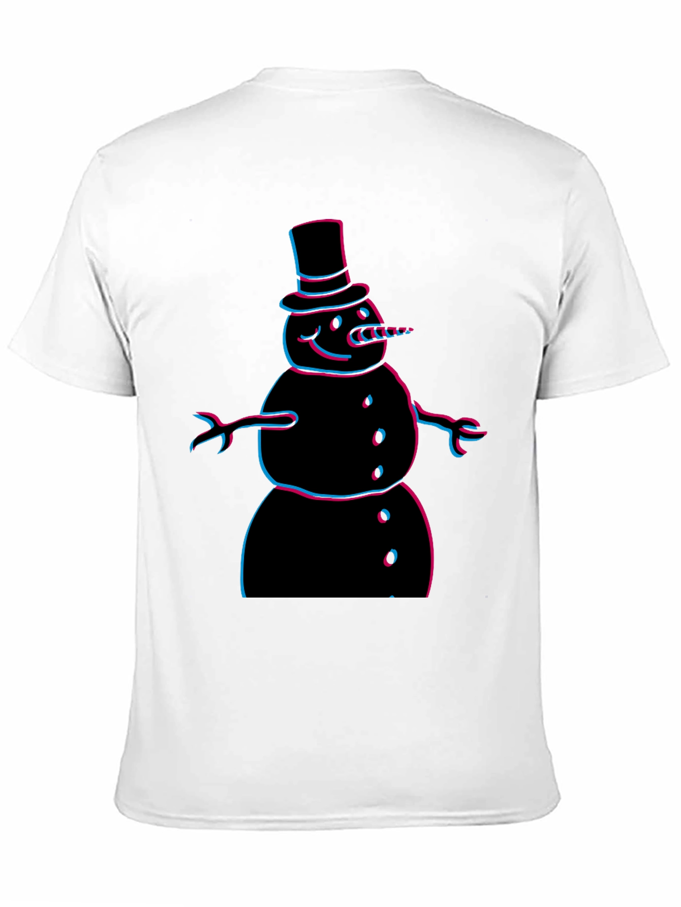 Cool 3D Snowman Graphic Tee - Black