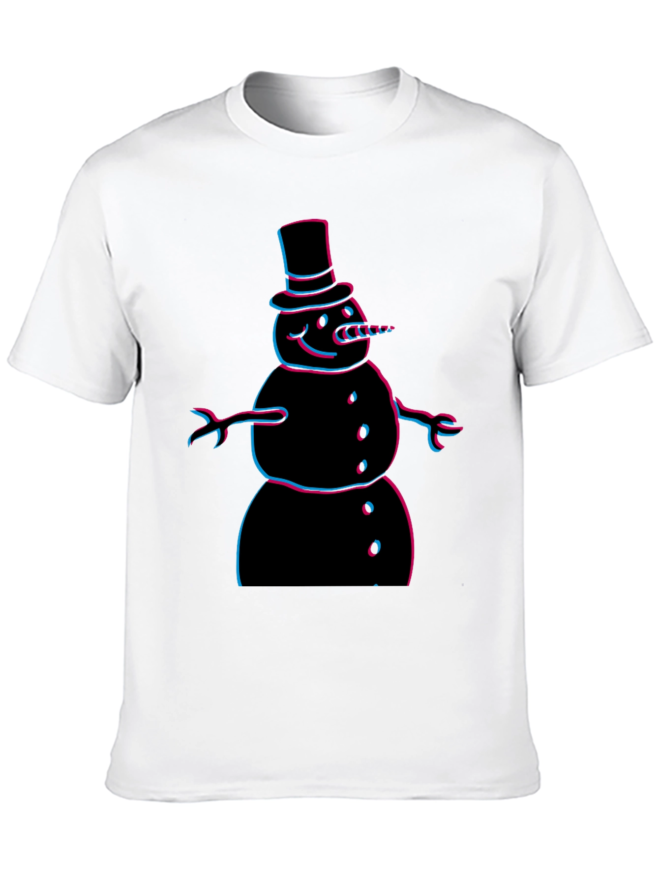 Cool 3D Snowman Graphic Tee - Black