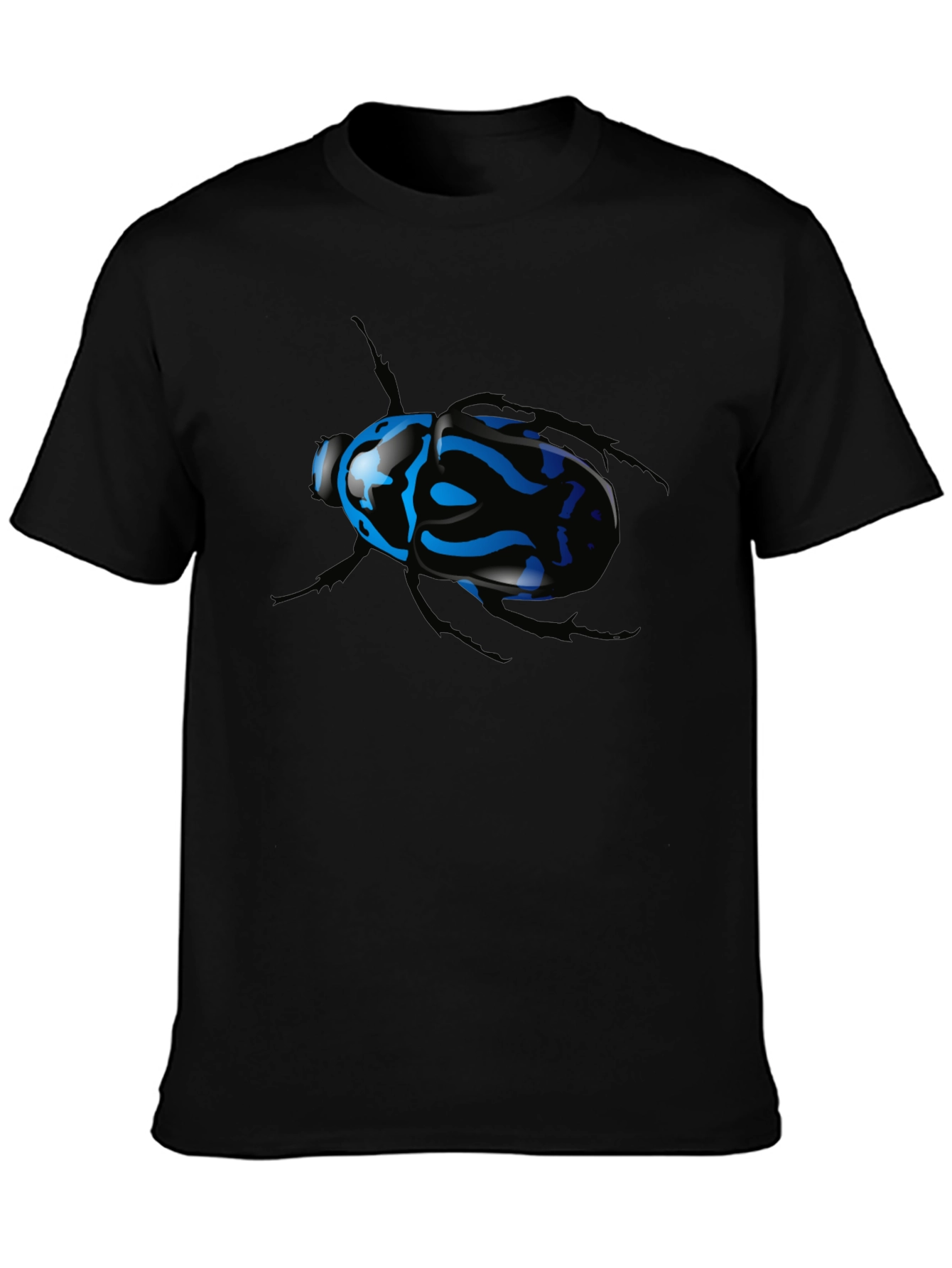 Black T-Shirt with Blue Beetle Graphic